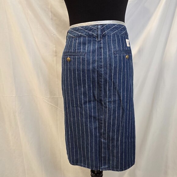 Ralph Laurel Jeans Blazer And Skirt Size 6 Blue With Pin Strips 100% Cotton - Picture 16 of 16